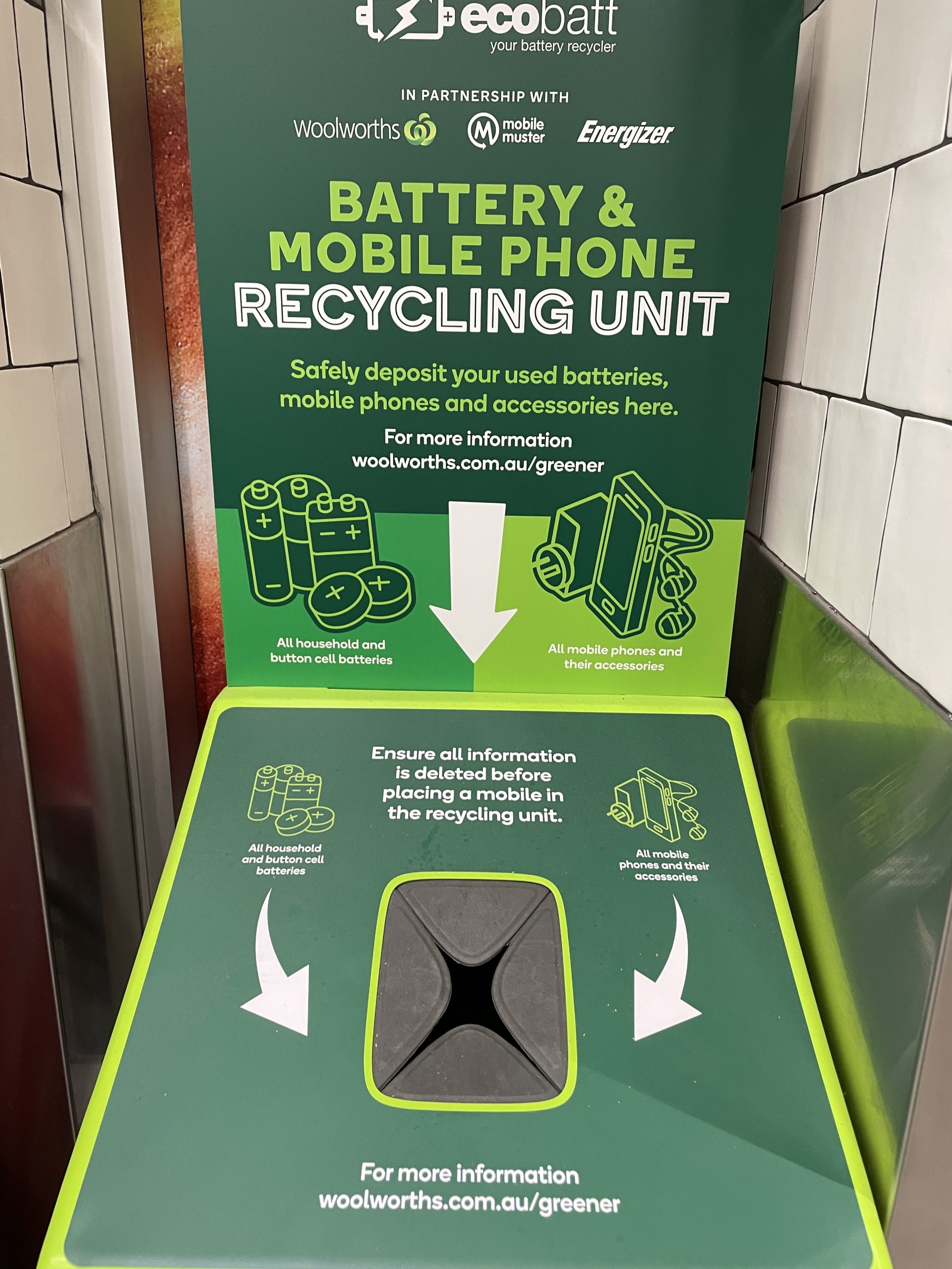 eWaste Recycling at Woolworths Batteries and Mobile Phones